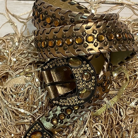 VINTAGE 💛Gold bling Women's Belt 👸 - Picture 3 of 9